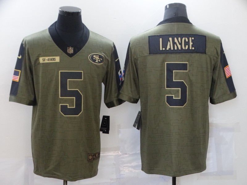 Men's San Francisco 49ers Trey Lance #5 Brown Jersey